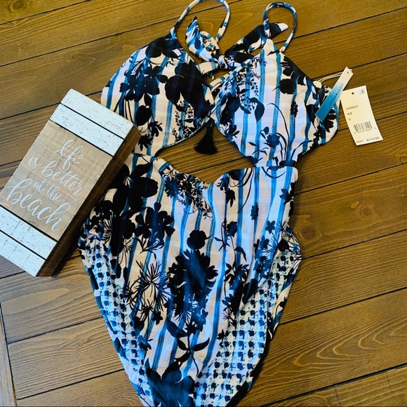NWT! Lucky Brand On The Grid swimsuit w cutout - Picture 3 of 7